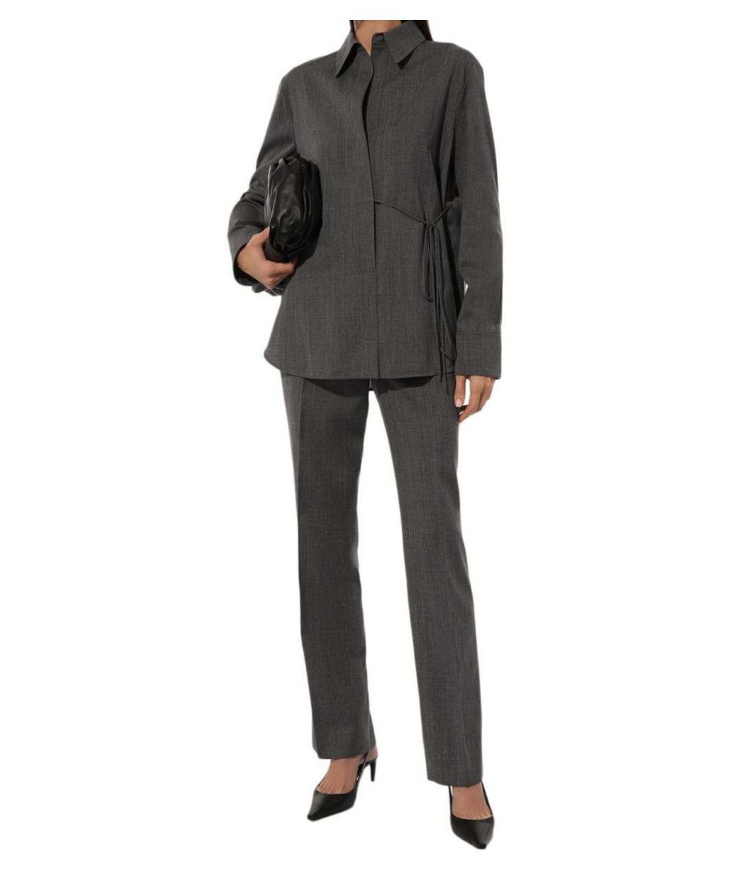JIL SANDER Серые шерстяные прямые брюки, фото 4