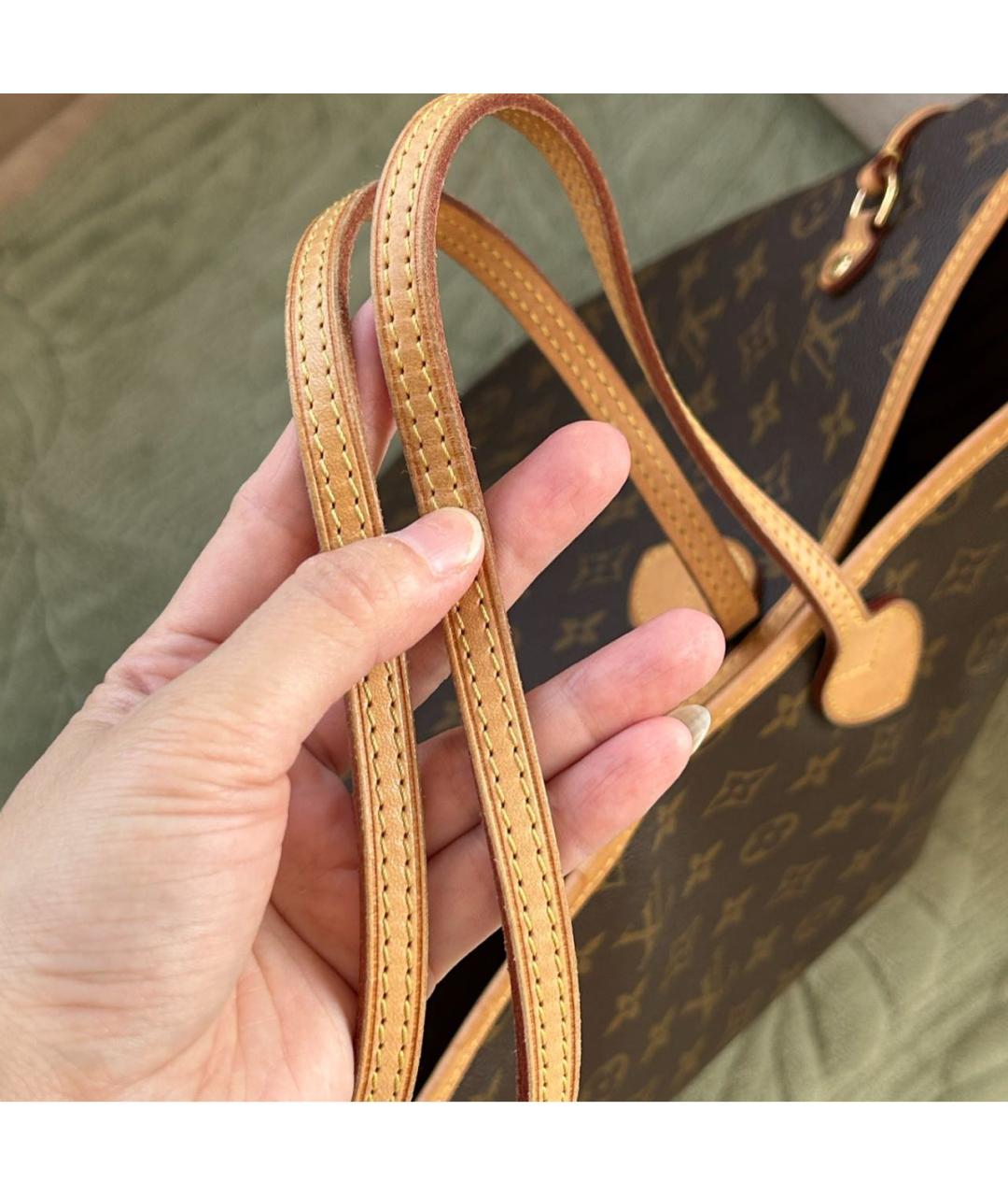 LOUIS VUITTON Коричневая кожаная сумка тоут, фото 6