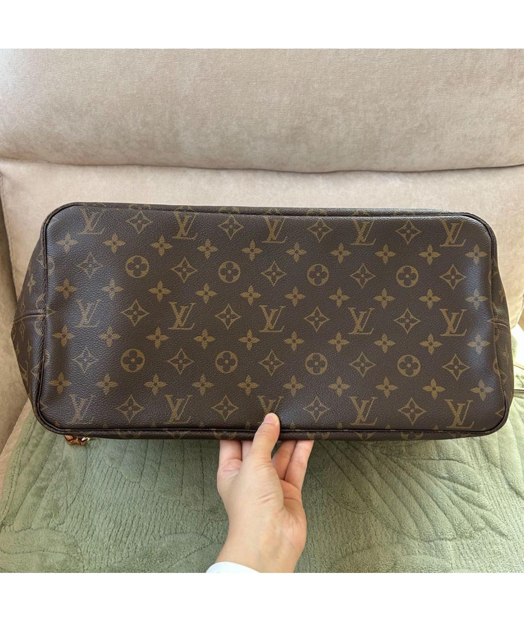 LOUIS VUITTON Коричневая кожаная сумка тоут, фото 4