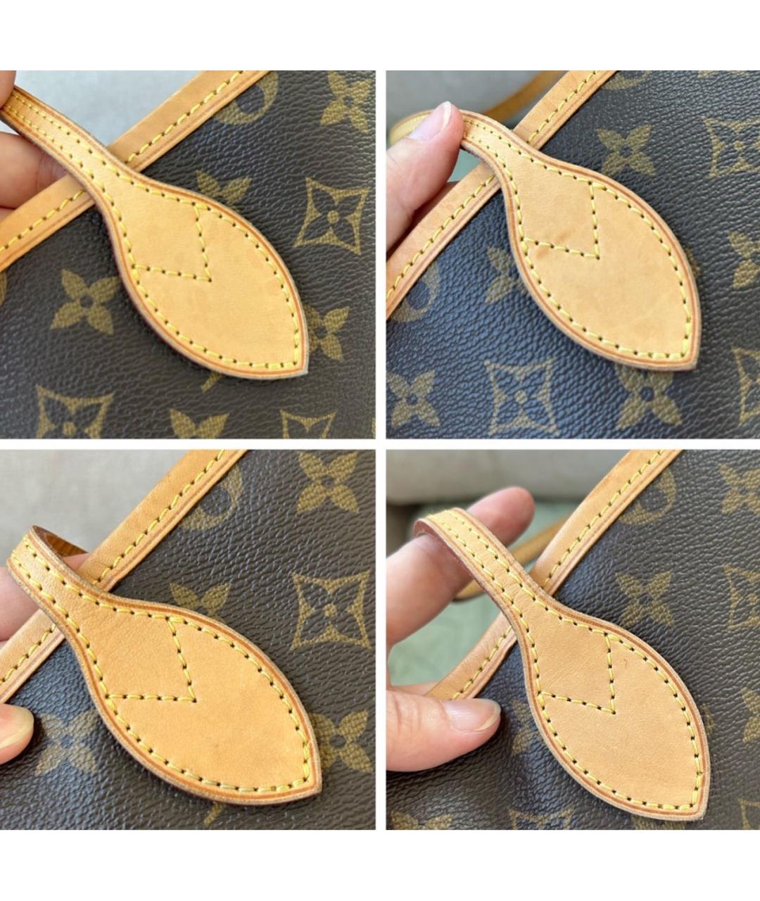 LOUIS VUITTON Коричневая кожаная сумка тоут, фото 7
