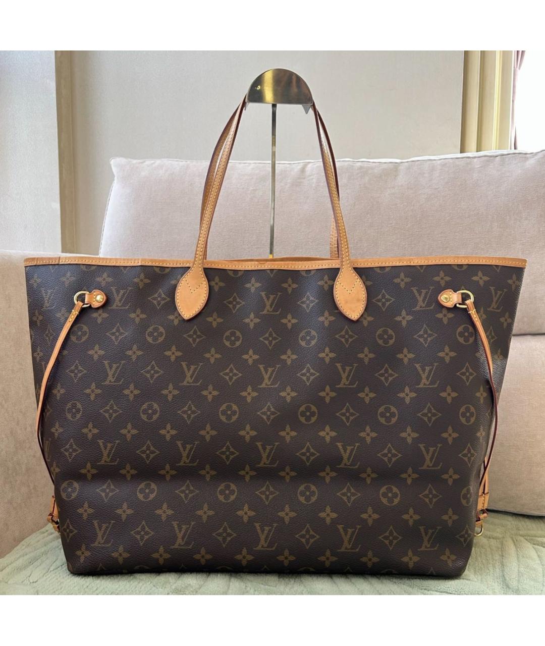 LOUIS VUITTON Коричневая кожаная сумка тоут, фото 2