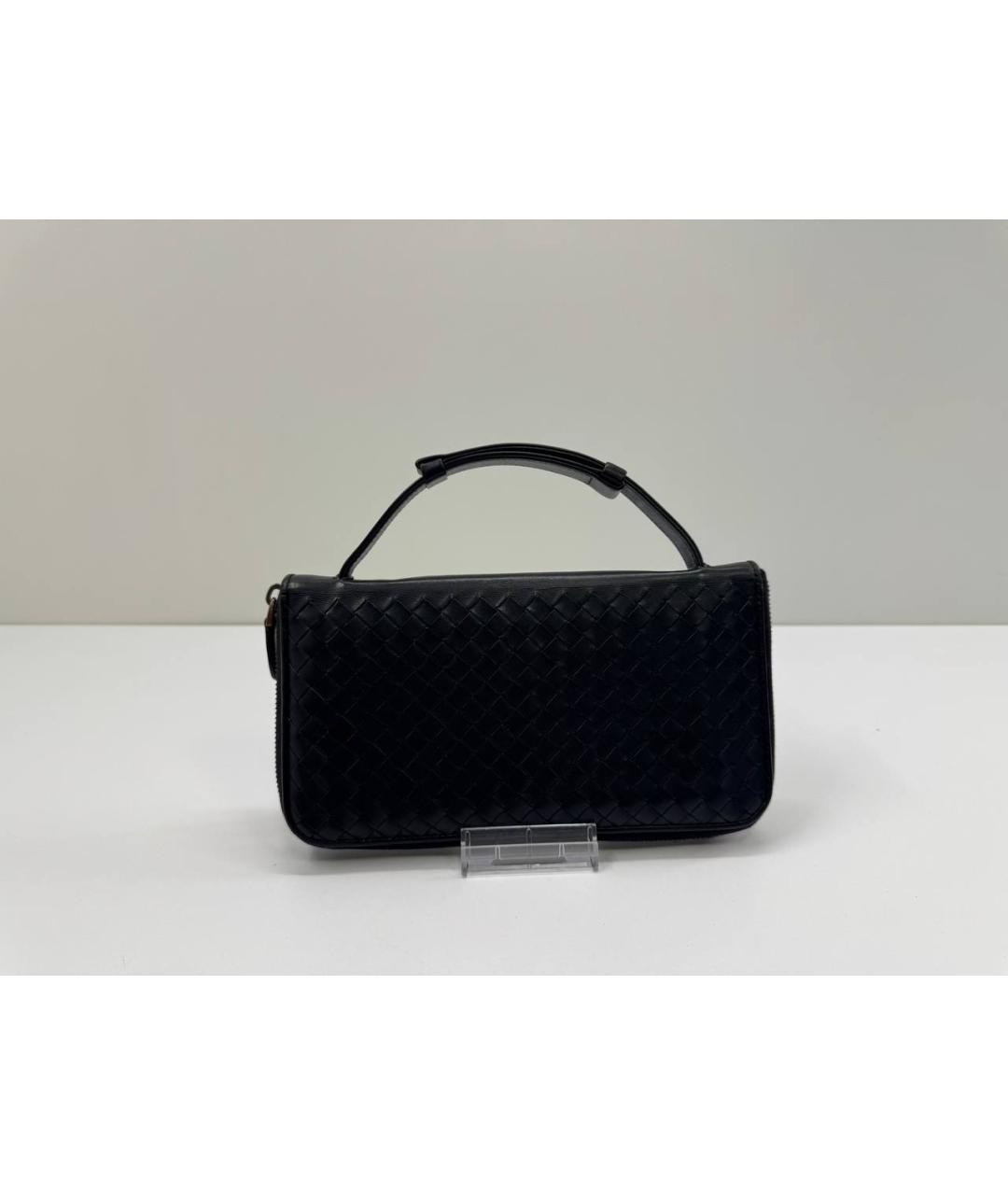 BOTTEGA VENETA Черная кожаная барсетка, фото 8