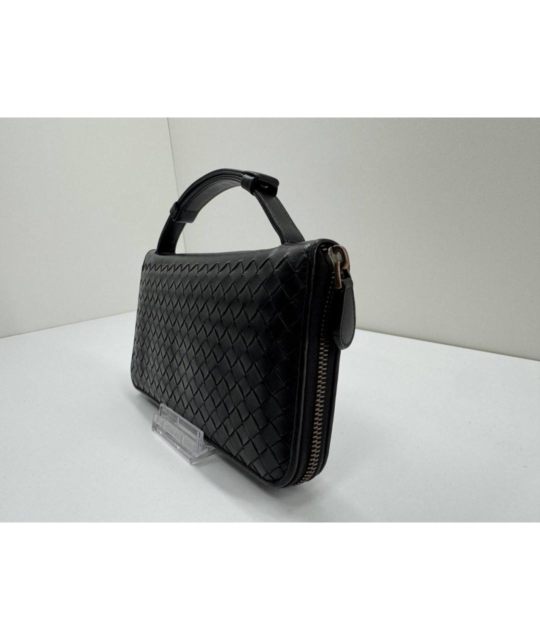 BOTTEGA VENETA Черная кожаная барсетка, фото 3