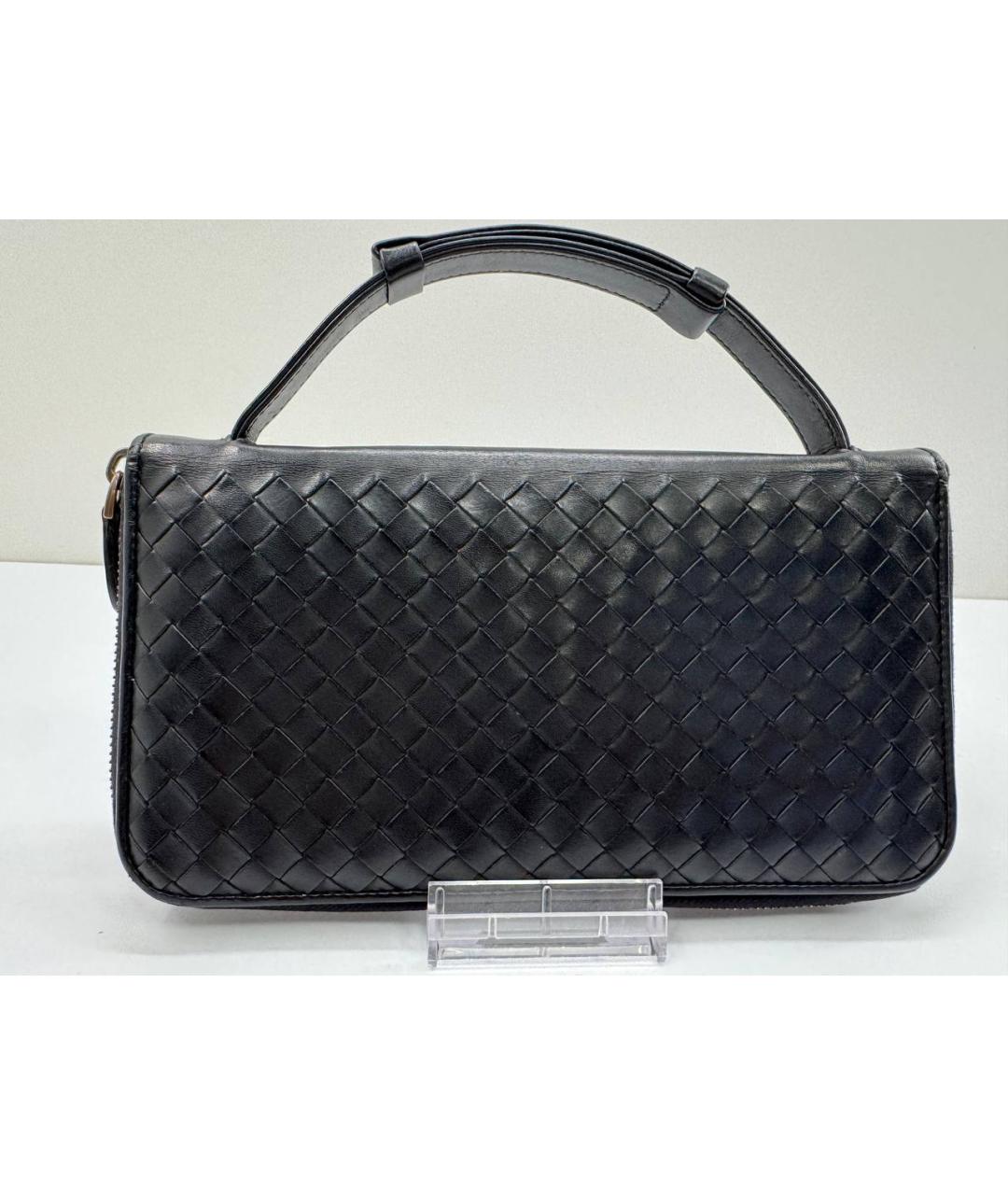 BOTTEGA VENETA Черная кожаная барсетка, фото 2