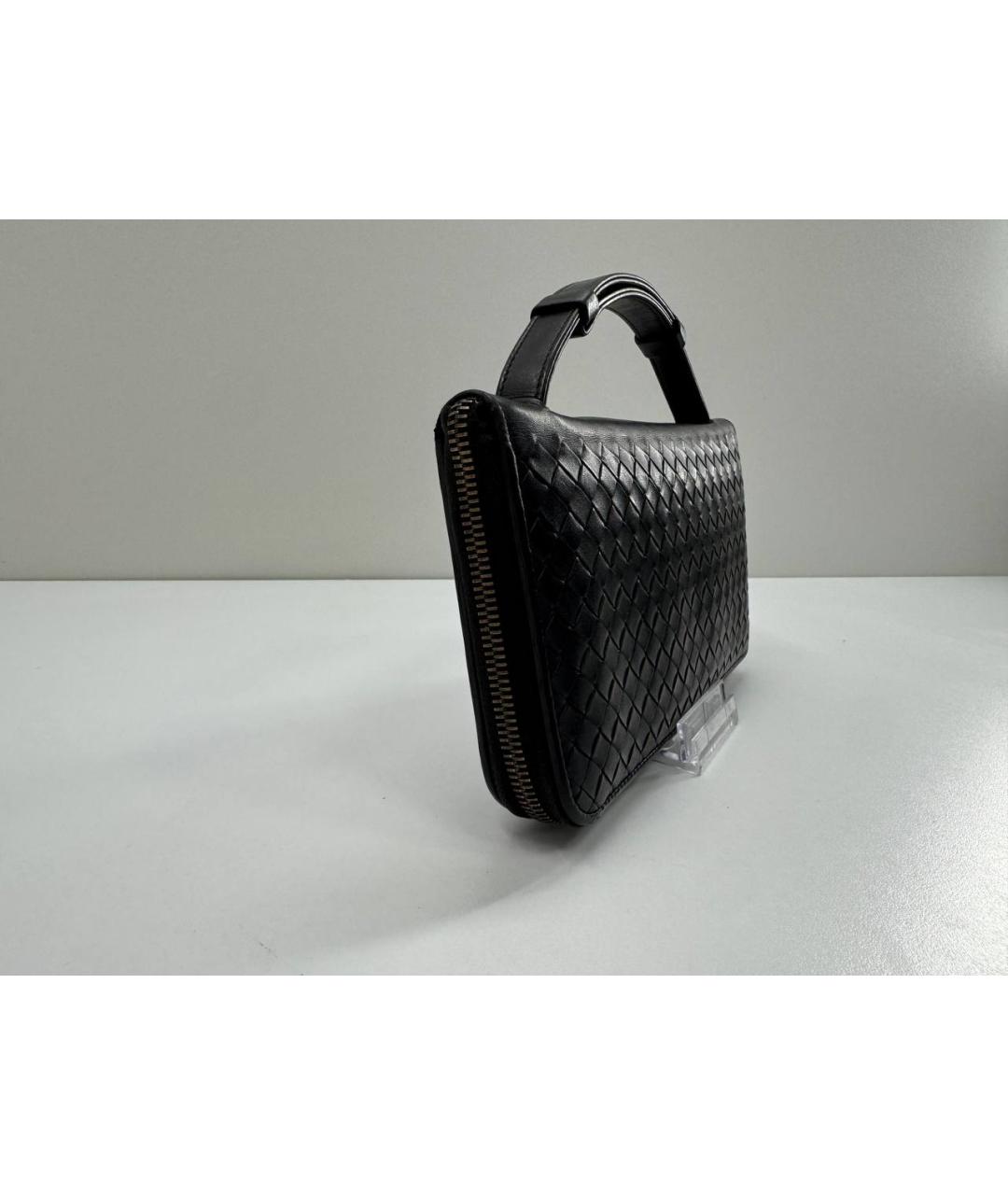 BOTTEGA VENETA Черная кожаная барсетка, фото 4