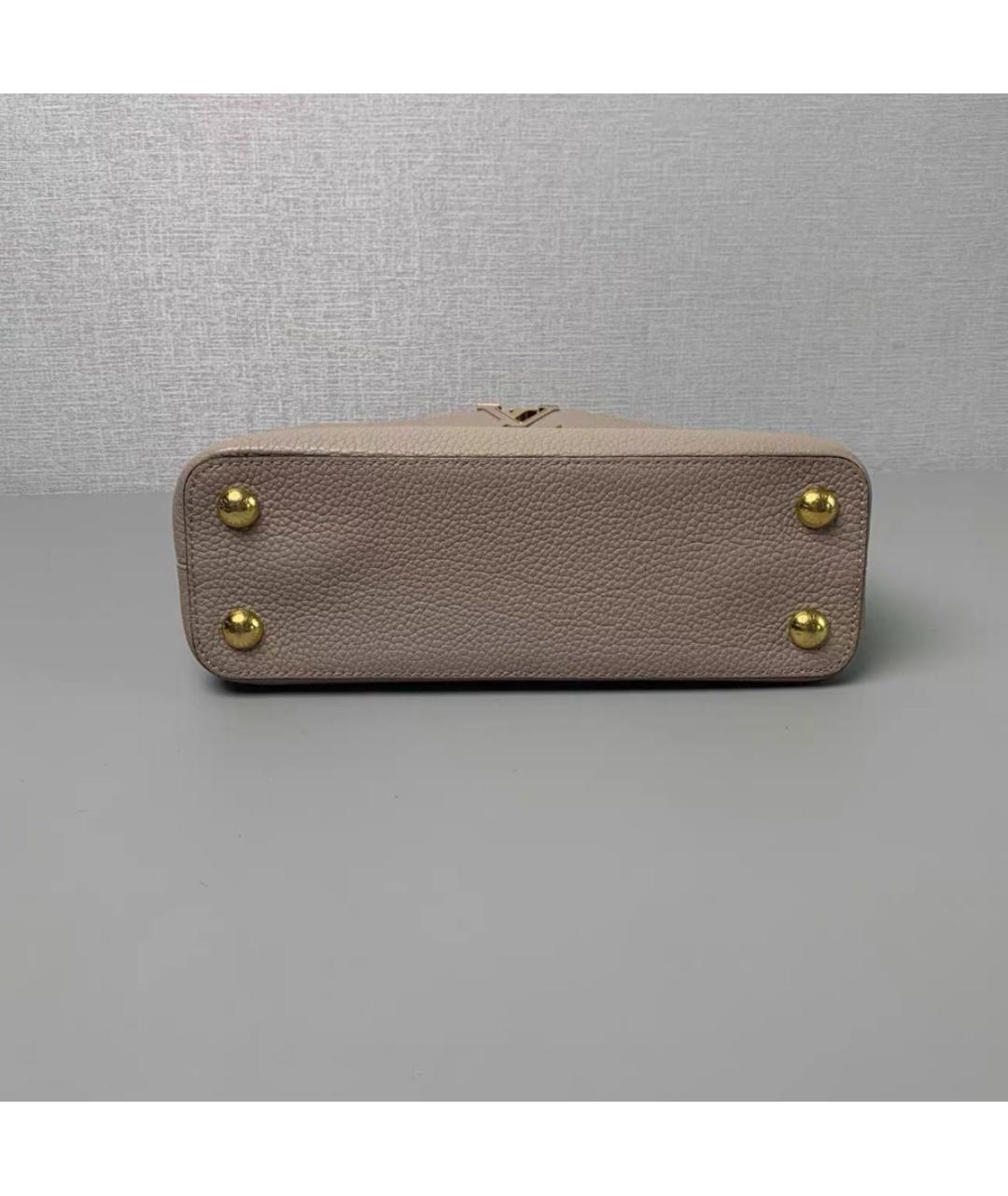 LOUIS VUITTON Бежевая кожаная сумка тоут, фото 4