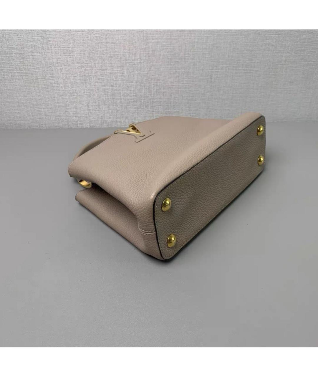 LOUIS VUITTON Бежевая кожаная сумка тоут, фото 5