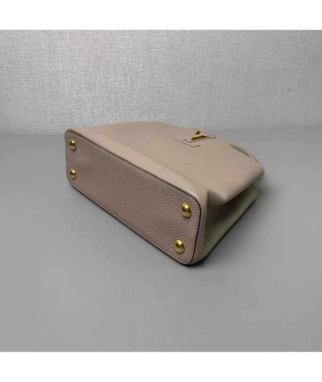 LOUIS VUITTON Бежевая кожаная сумка тоут, фото 6