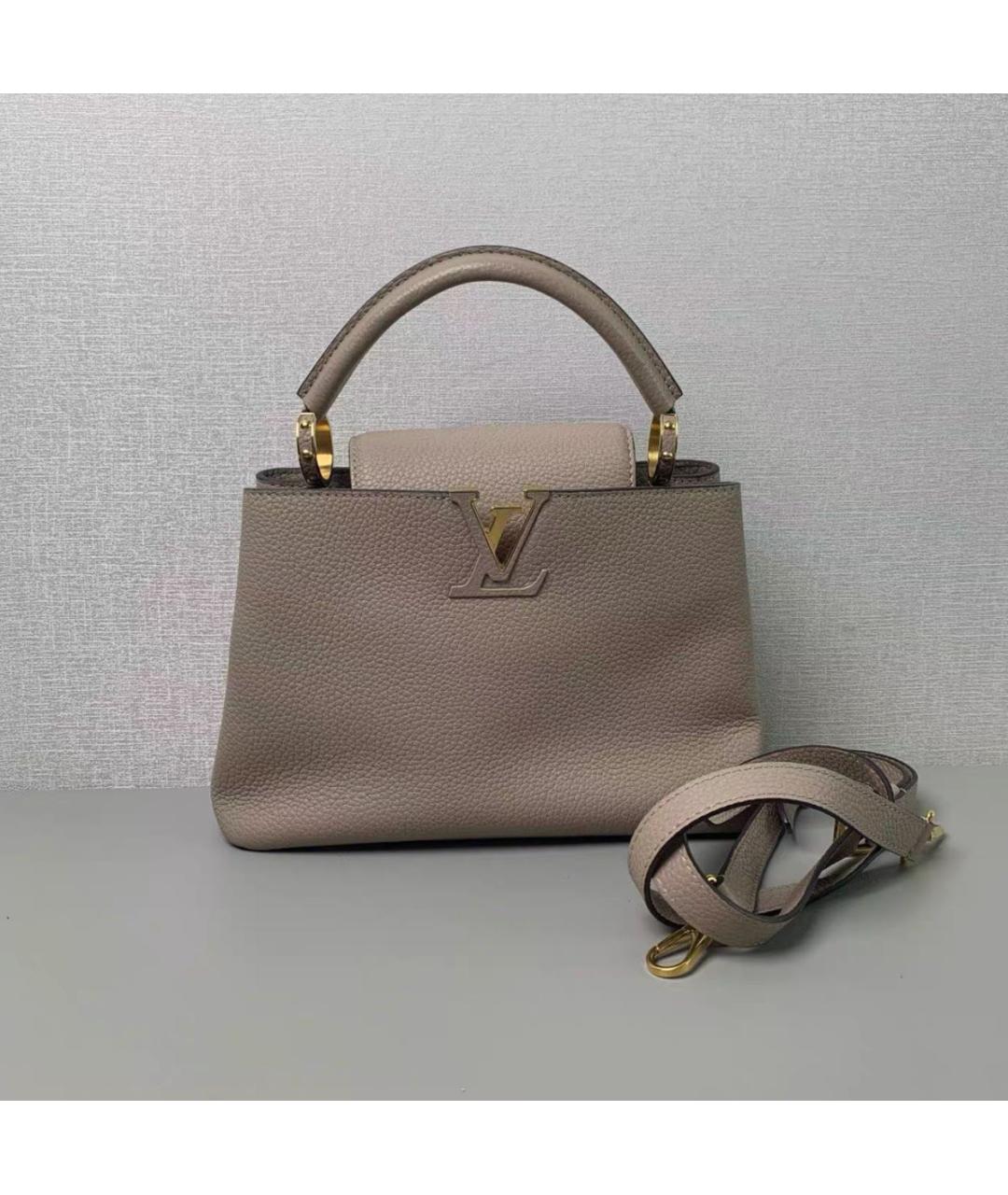 LOUIS VUITTON Бежевая кожаная сумка тоут, фото 7