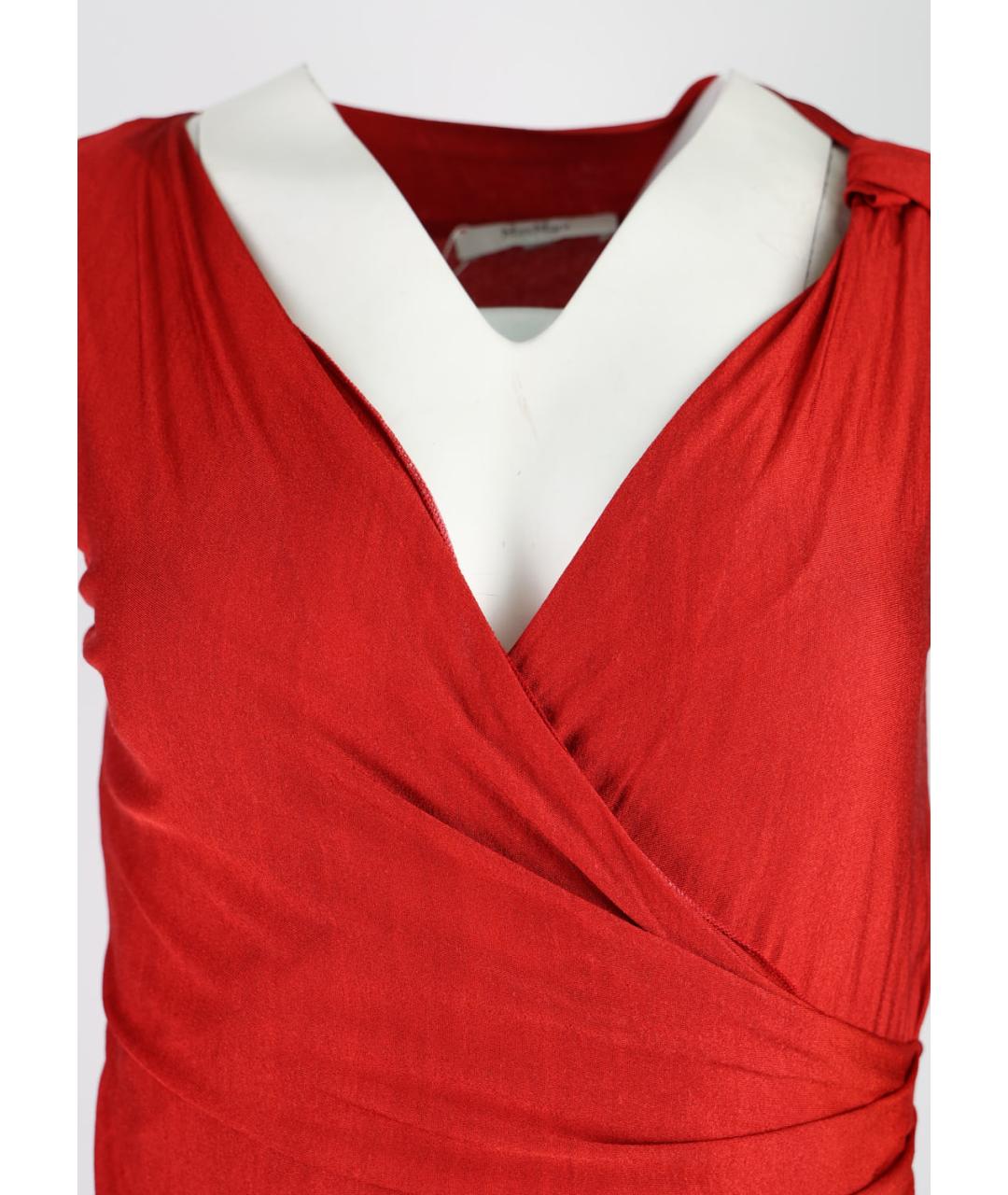 MAX MARA Красное вискозное коктейльное платье, фото 3