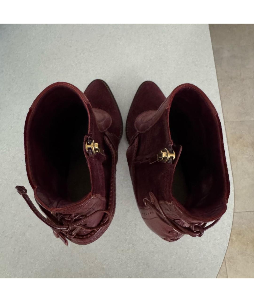 CHRISTIAN DIOR Бордовые кожаные ботильоны, фото 3