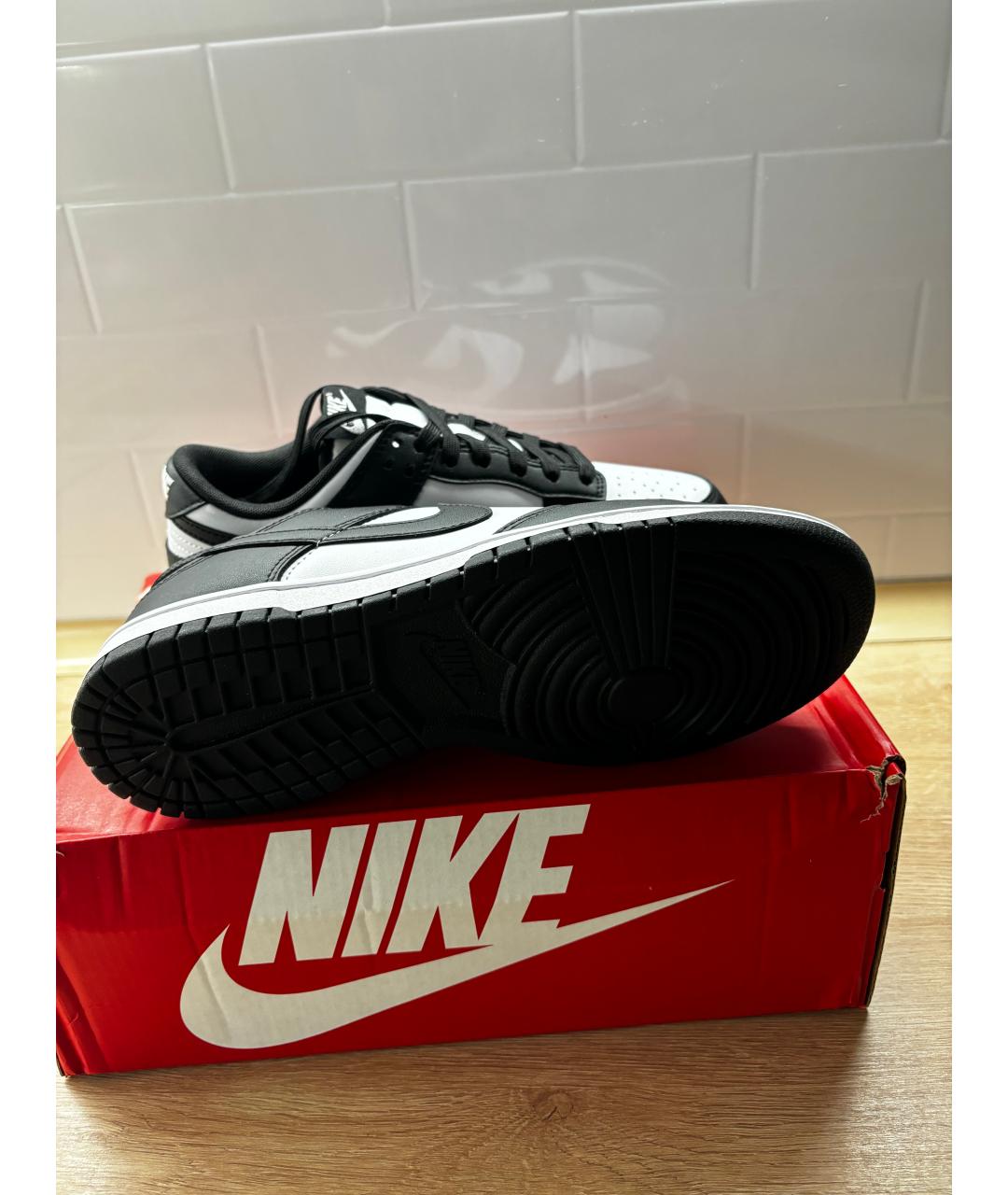 NIKE Черные кожаные низкие кроссовки / кеды, фото 4