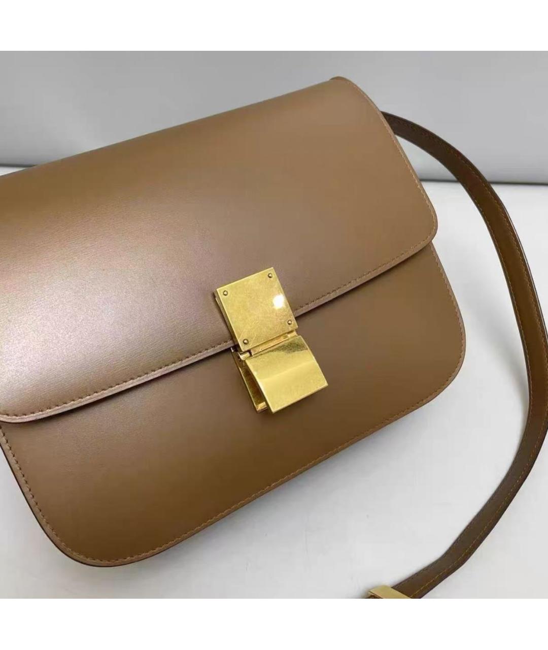 CELINE Коричневая кожаная сумка через плечо, фото 3