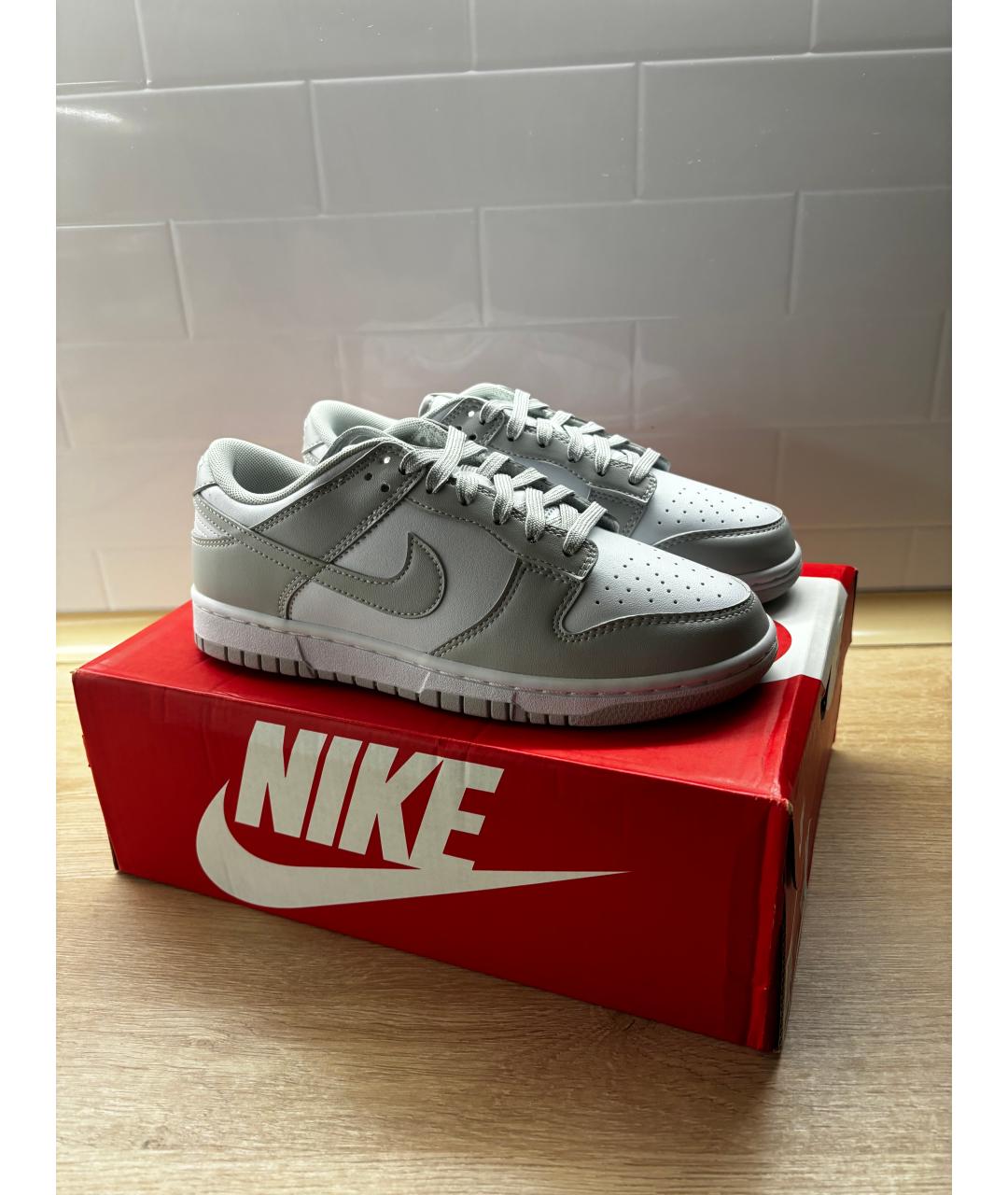 NIKE Серые кожаные низкие кроссовки / кеды, фото 4