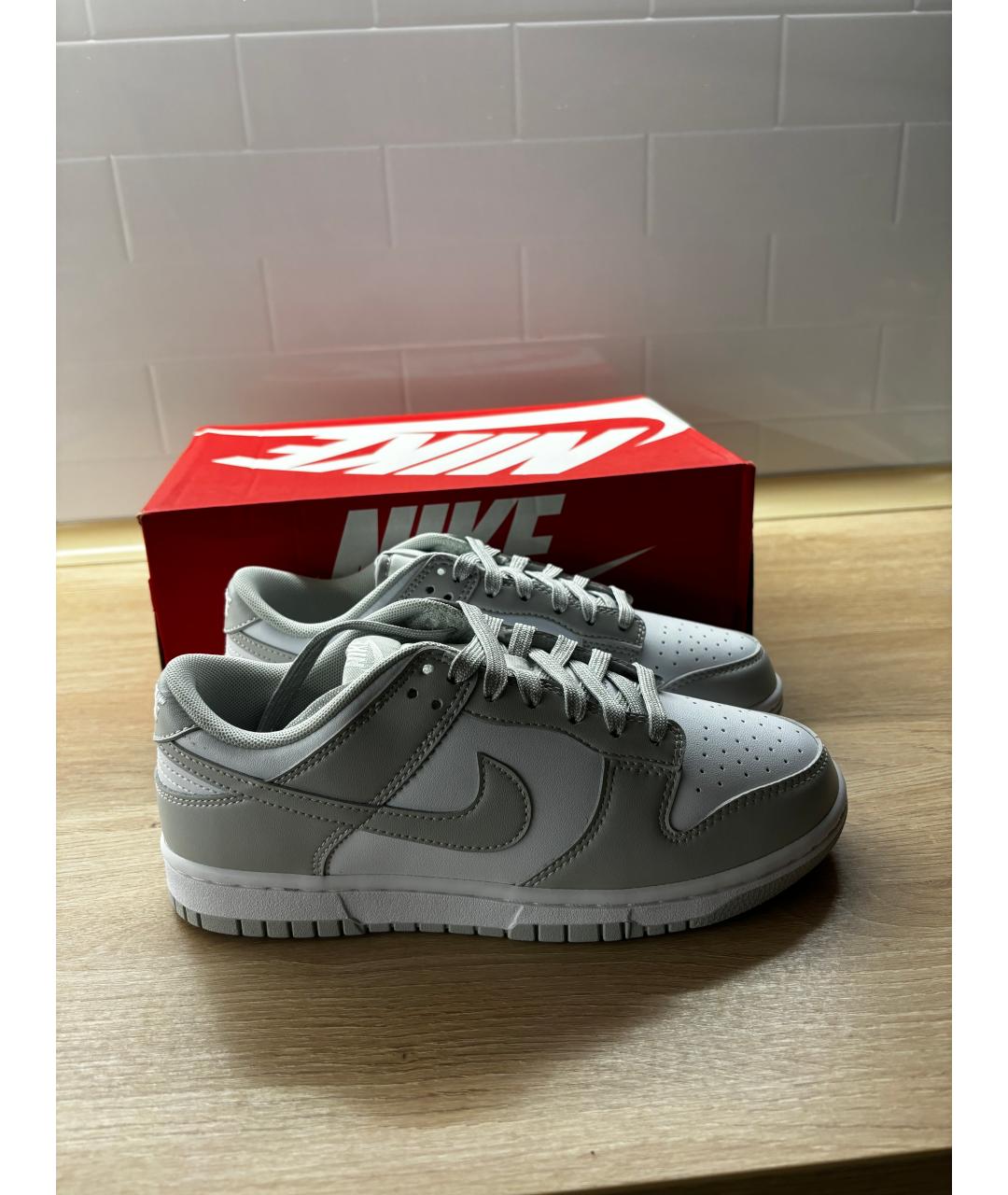 NIKE Серые кожаные низкие кроссовки / кеды, фото 5