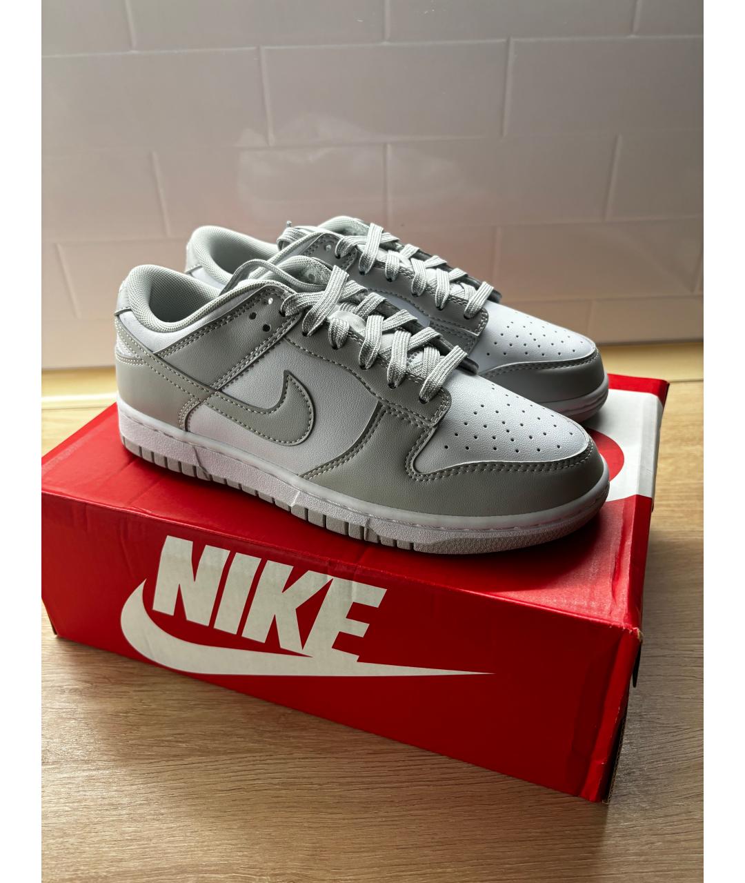 NIKE Серые кожаные низкие кроссовки / кеды, фото 2
