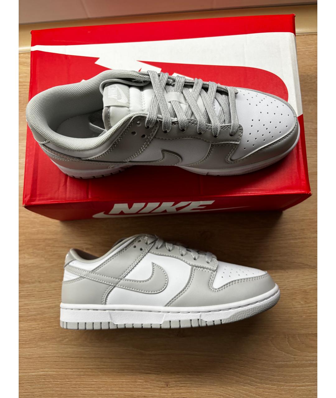 NIKE Серые кожаные низкие кроссовки / кеды, фото 3