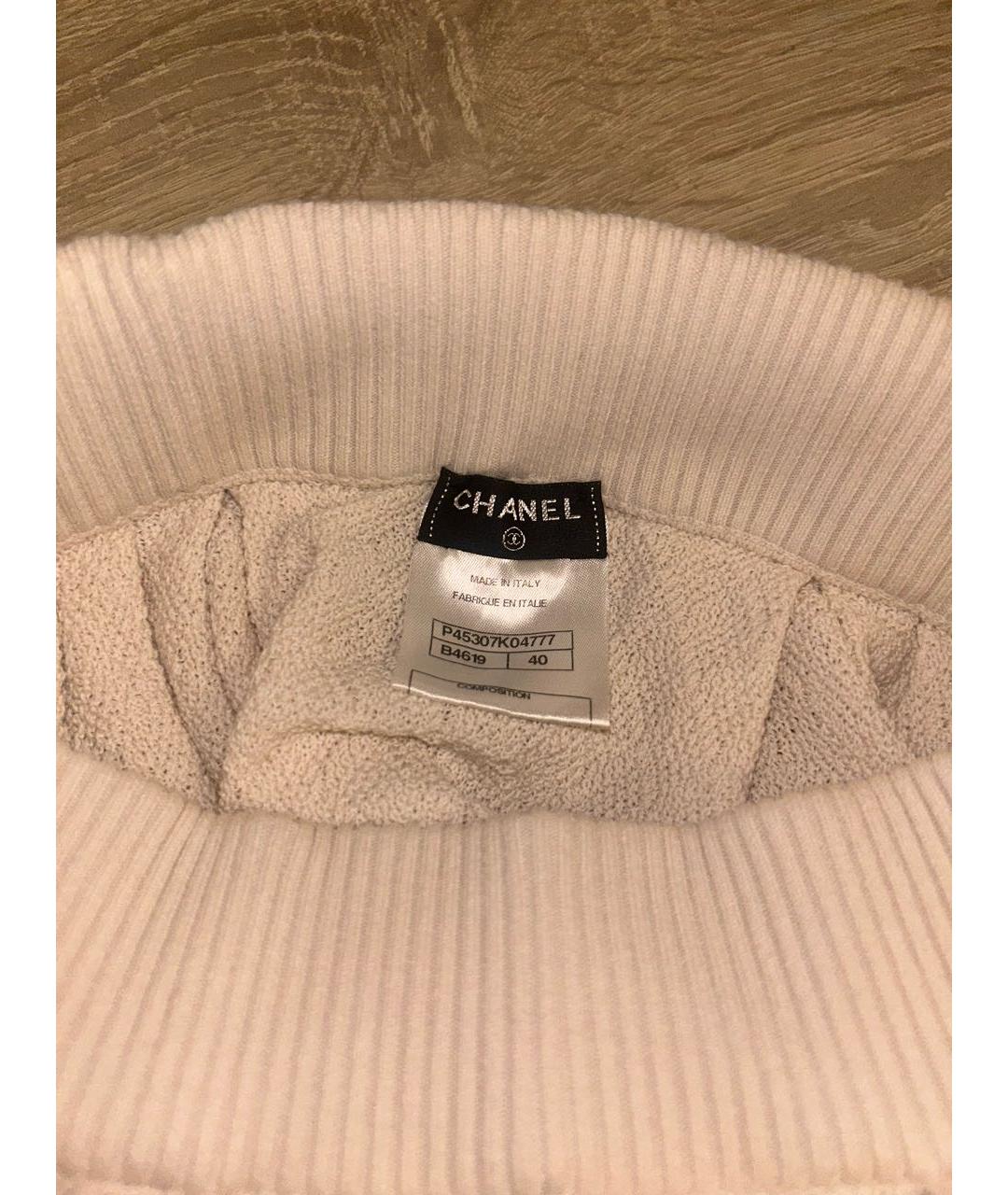 CHANEL Бежевая хлопковая юбка мини, фото 3