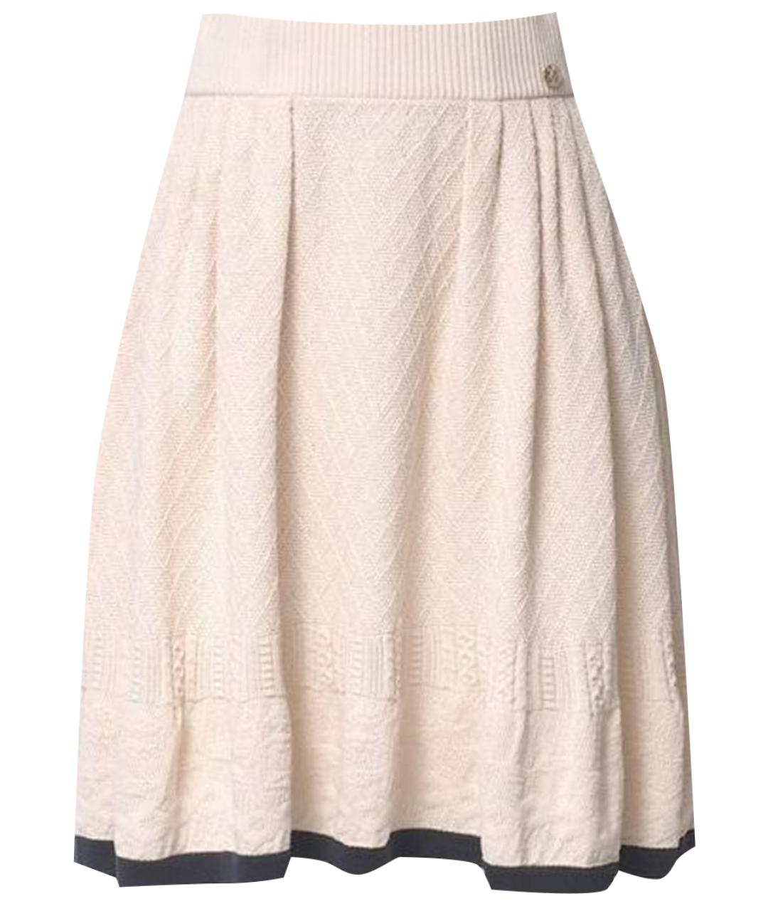 CHANEL Бежевая хлопковая юбка мини, фото 1