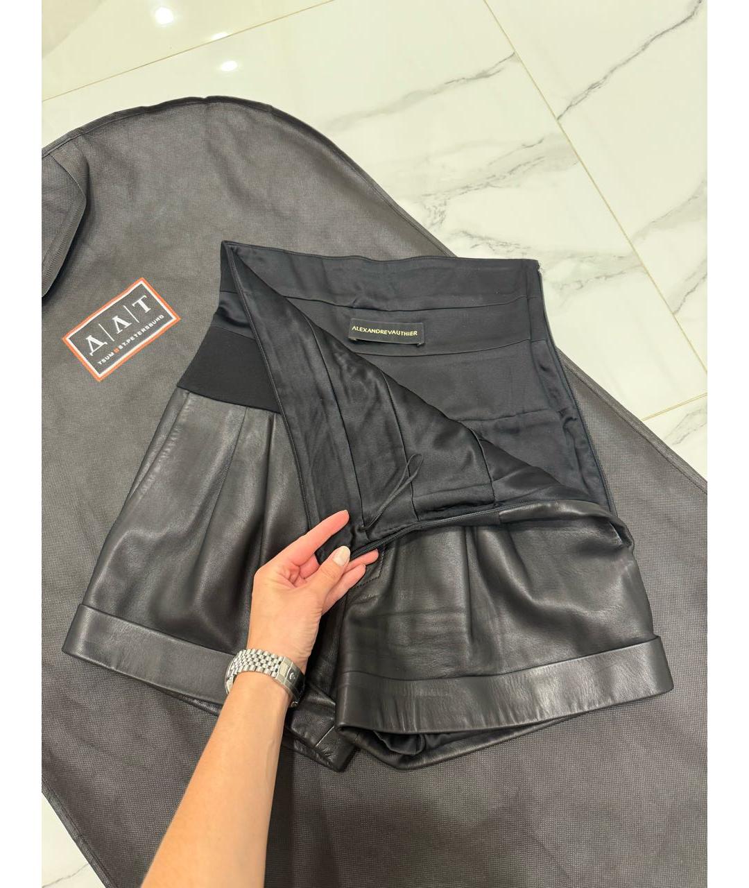 ALEXANDRE VAUTHIER Черные кожаные шорты, фото 3