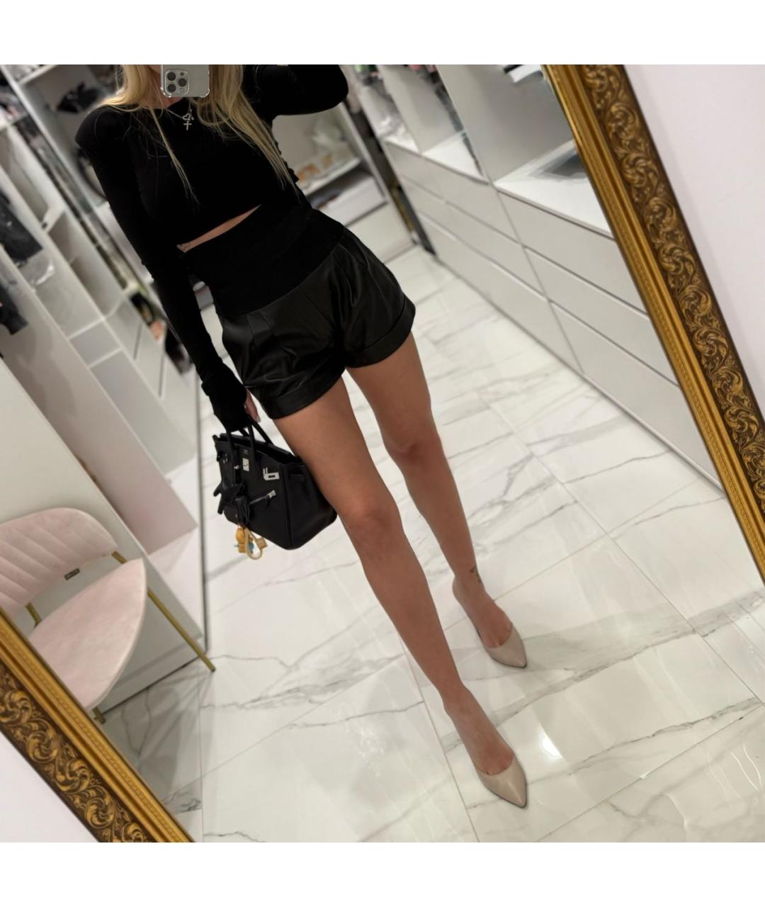 ALEXANDRE VAUTHIER Черные кожаные шорты, фото 2