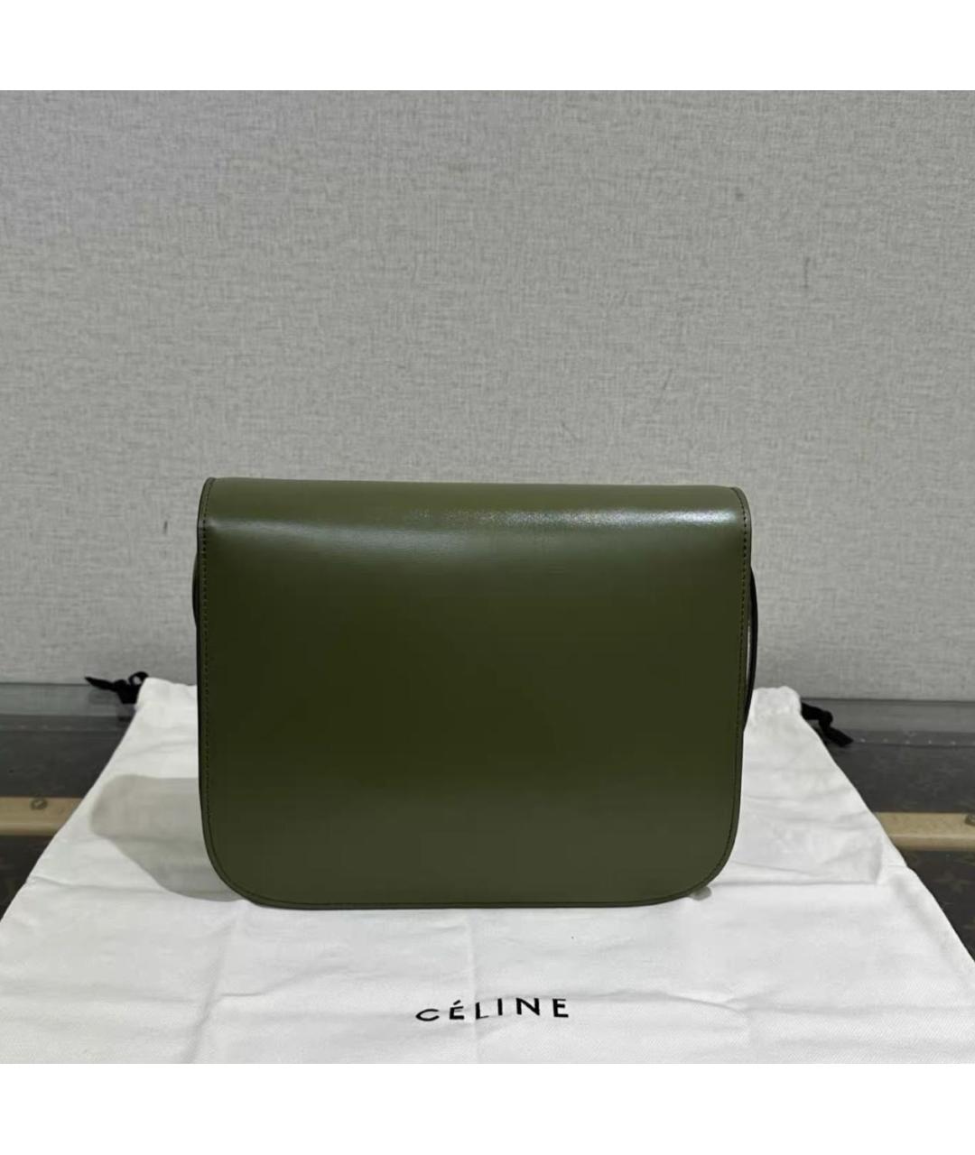 CELINE Хаки кожаная сумка через плечо, фото 3