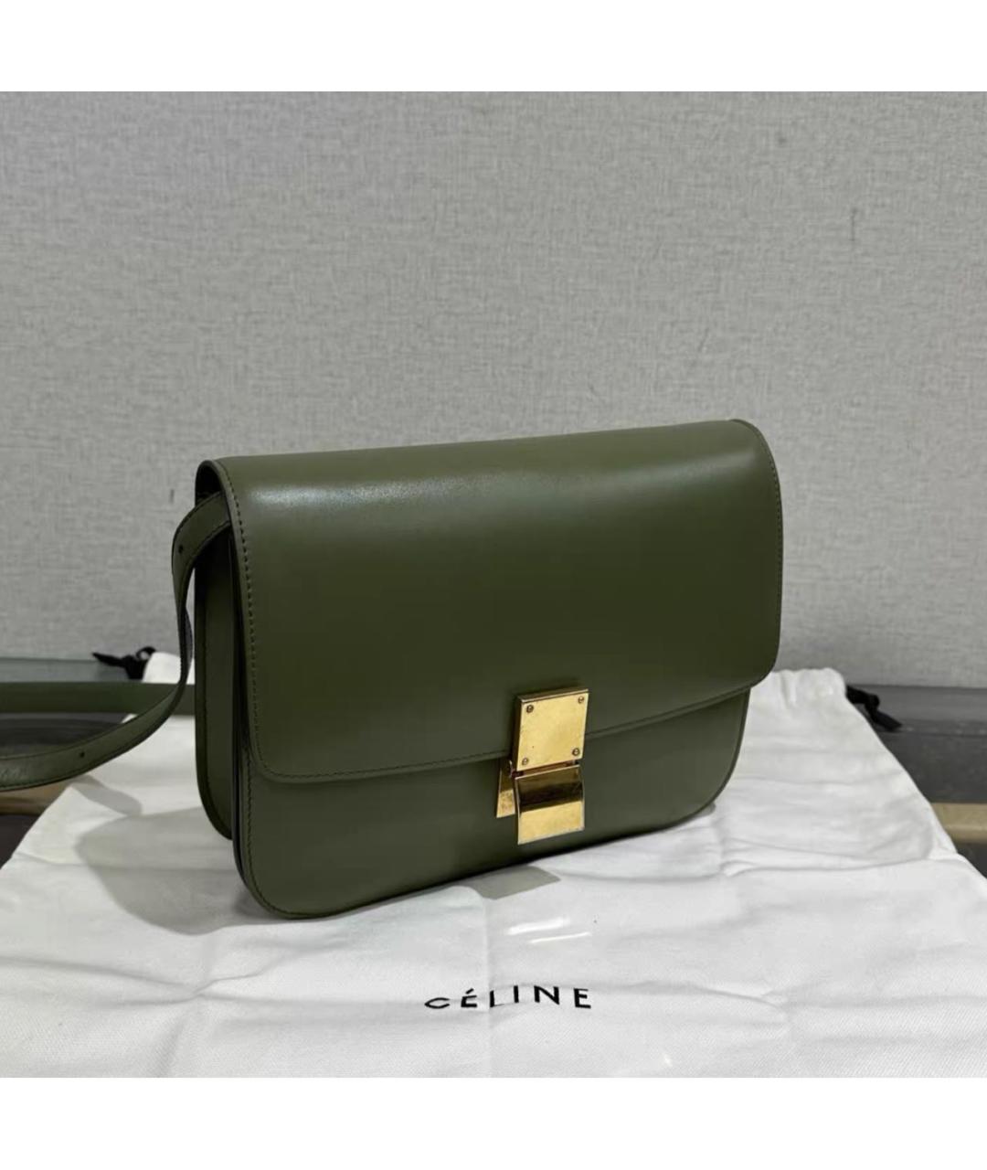 CELINE Хаки кожаная сумка через плечо, фото 2
