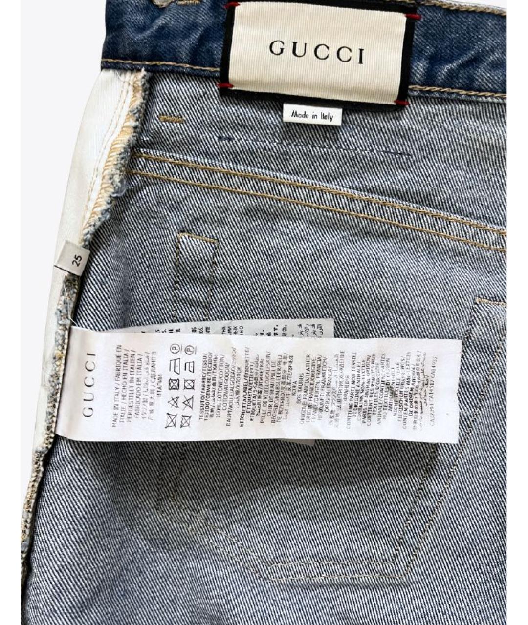 GUCCI Темно-синие хлопковые прямые джинсы, фото 3