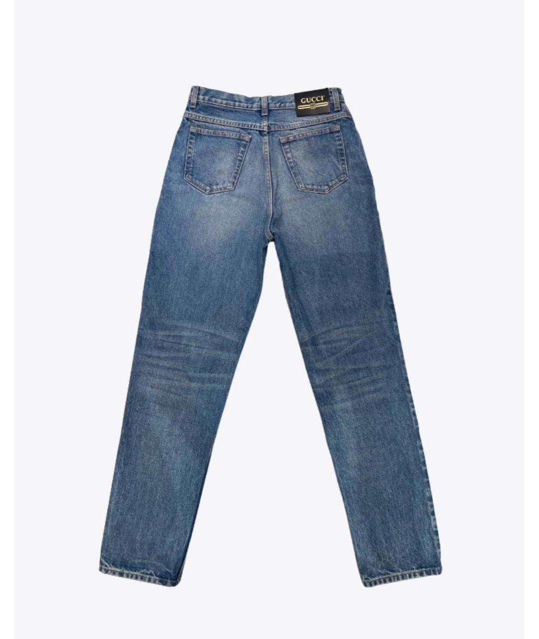 GUCCI Темно-синие хлопковые прямые джинсы, фото 2