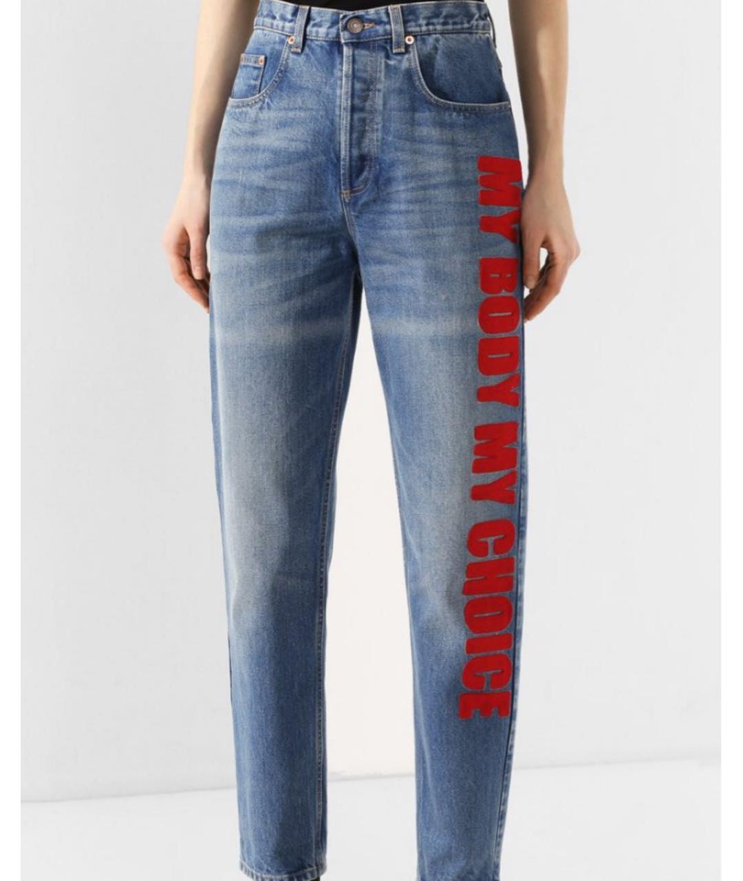 GUCCI Темно-синие хлопковые прямые джинсы, фото 5