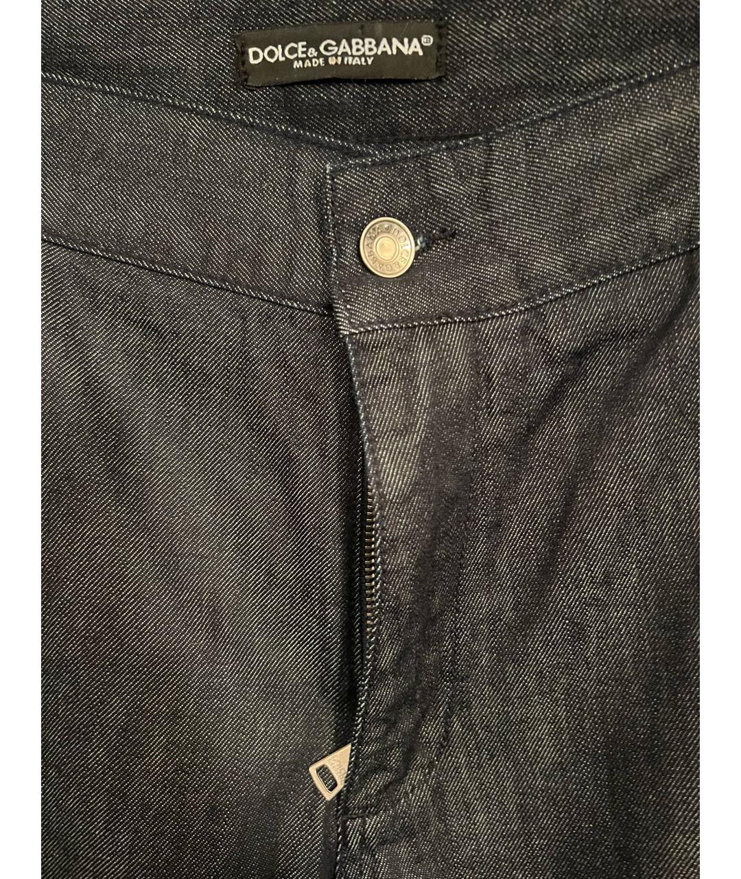 DOLCE&GABBANA Синие хлопковые прямые джинсы, фото 3