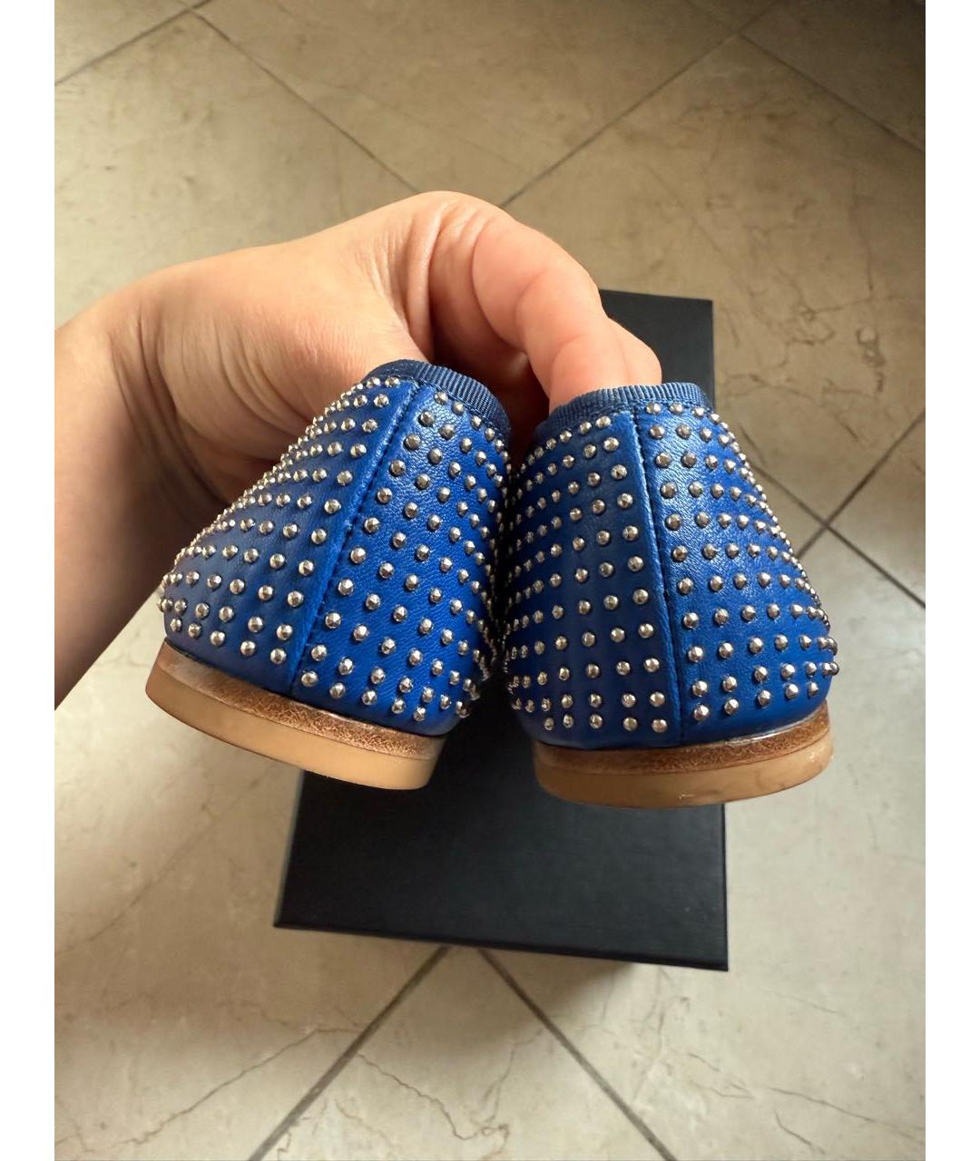SAINT LAURENT Синие кожаные балетки, фото 5