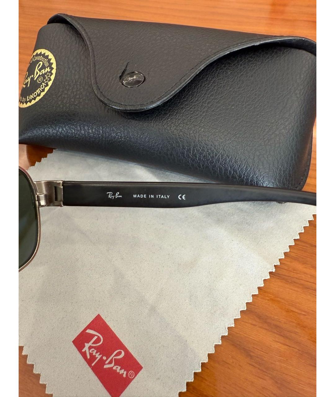 RAY BAN Черные металлические солнцезащитные очки, фото 2