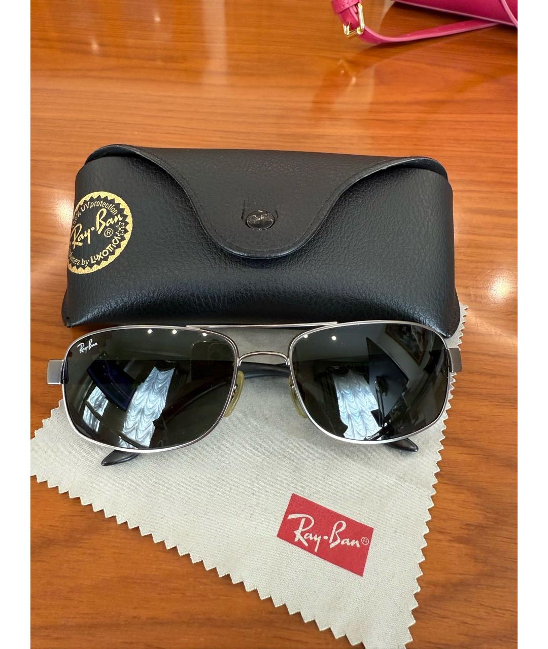 RAY BAN Черные металлические солнцезащитные очки, фото 4