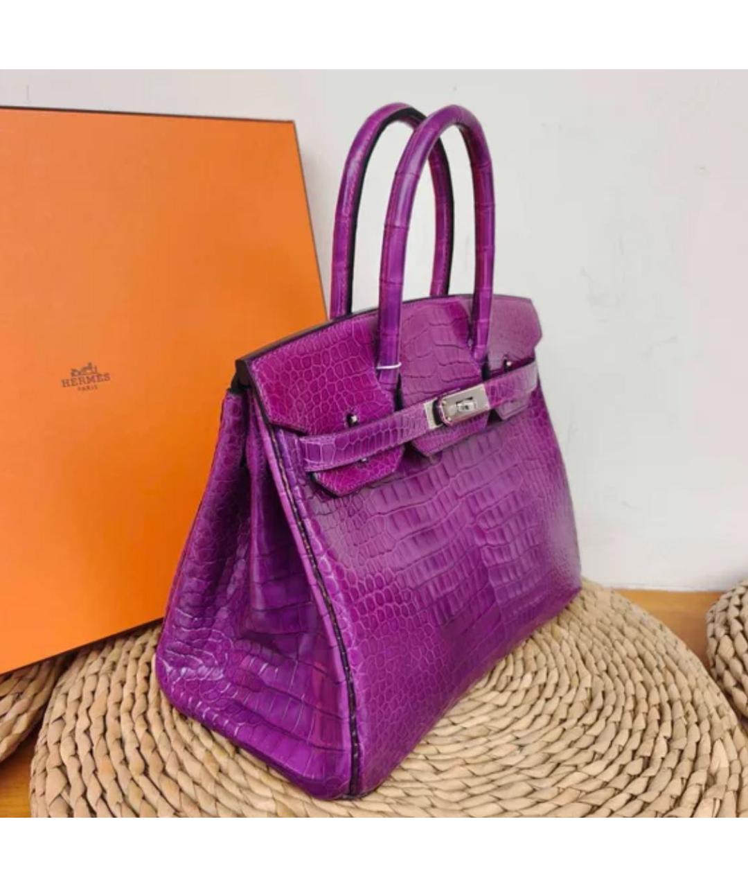 HERMES Фиолетовая кожаная сумка тоут, фото 2