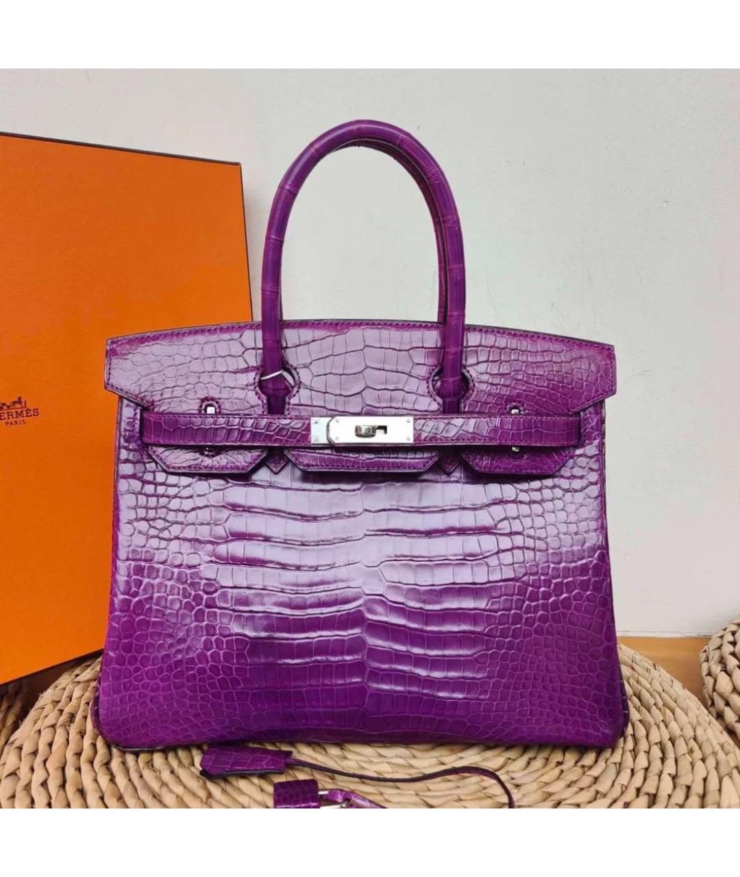 HERMES Фиолетовая кожаная сумка тоут, фото 7