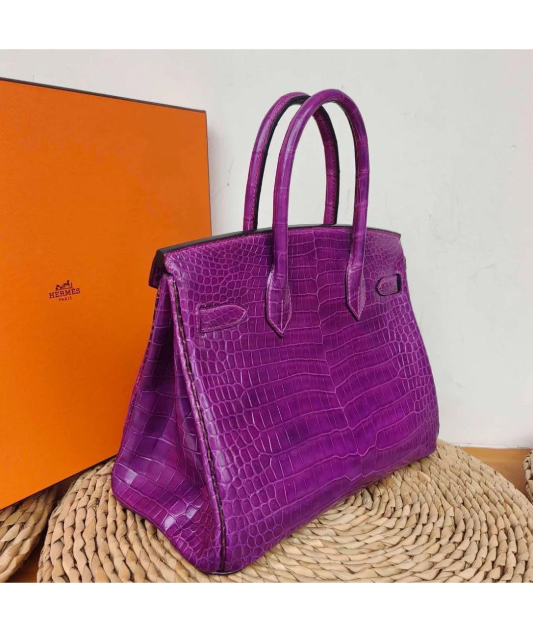 HERMES Фиолетовая кожаная сумка тоут, фото 3