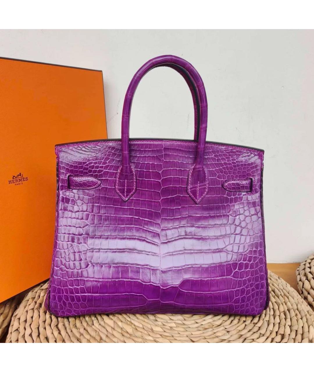HERMES Фиолетовая кожаная сумка тоут, фото 5