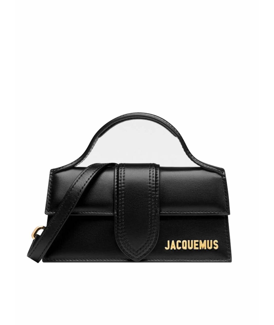 JACQUEMUS Черная кожаная сумка с короткими ручками, фото 1