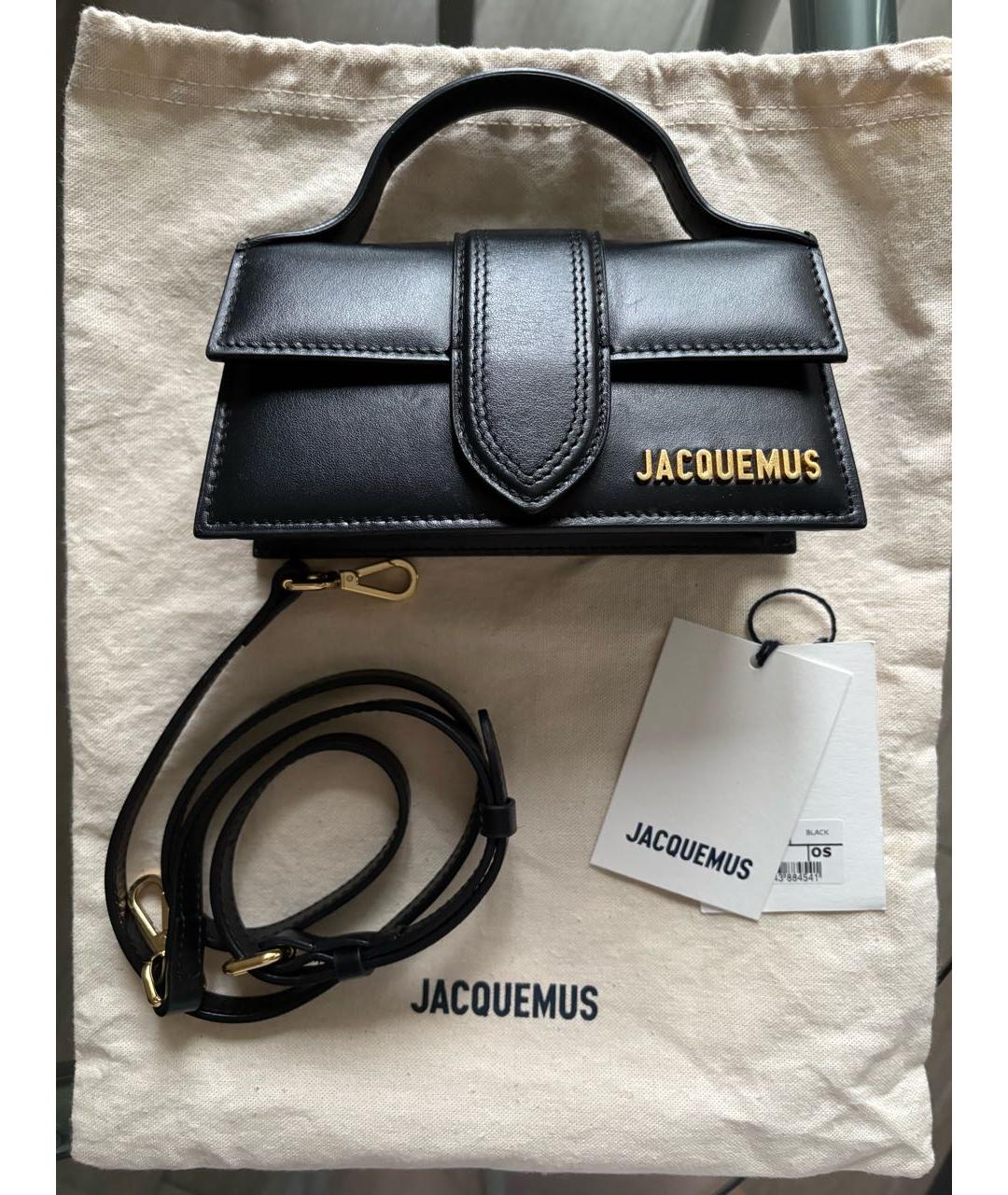 JACQUEMUS Черная кожаная сумка с короткими ручками, фото 2