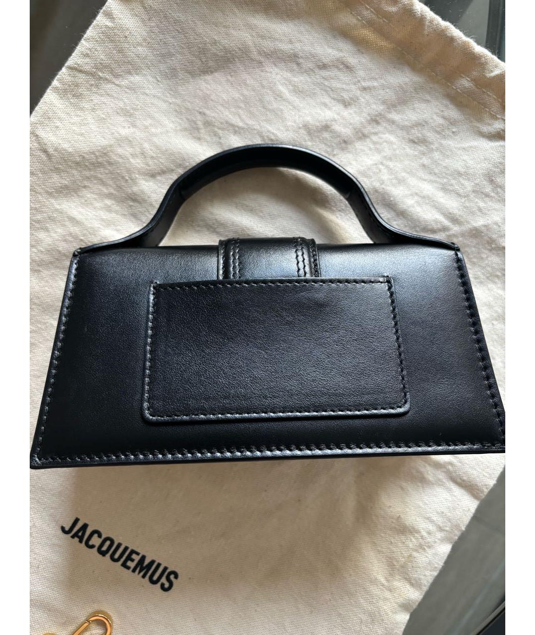 JACQUEMUS Черная кожаная сумка с короткими ручками, фото 4