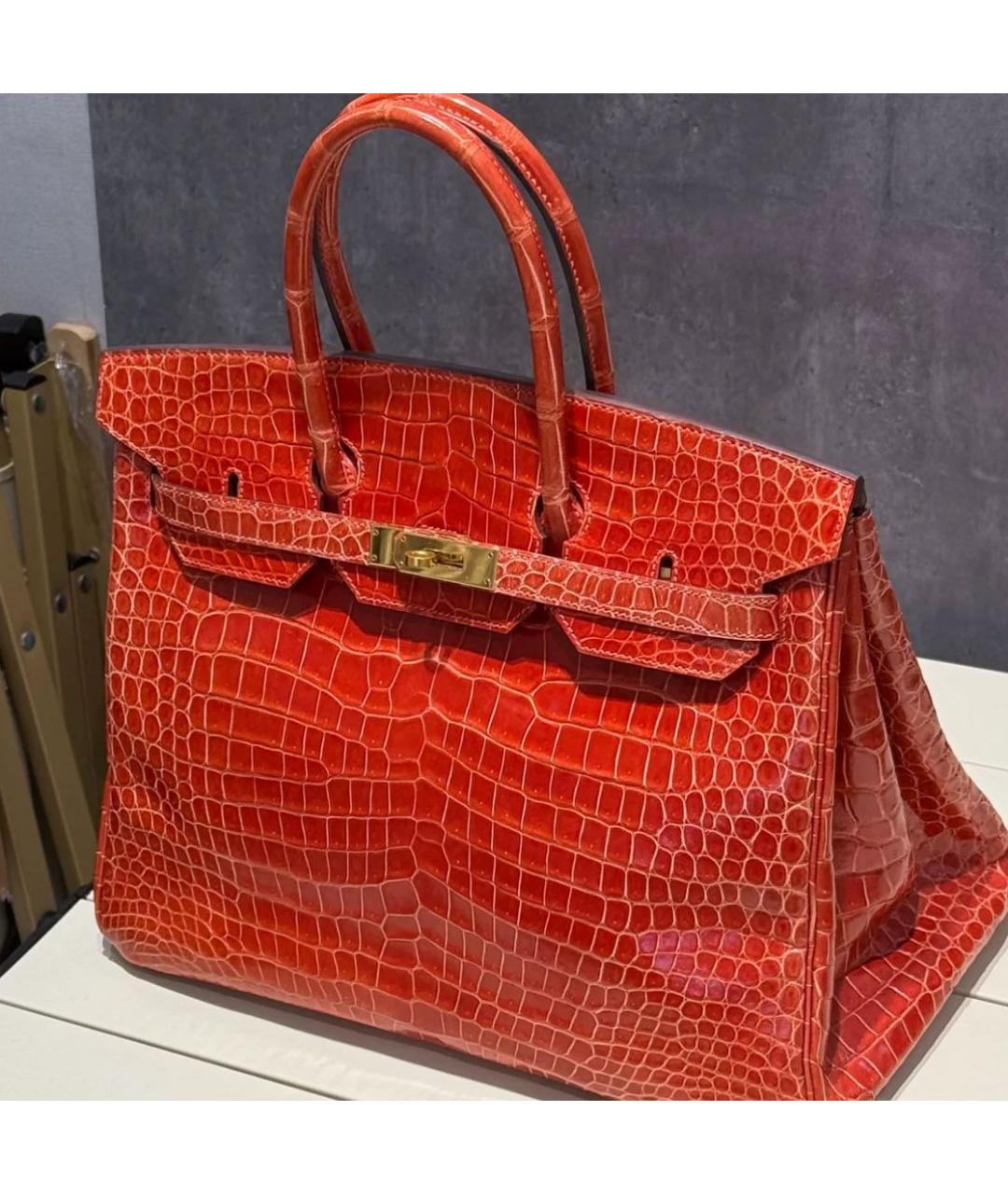 HERMES Красная кожаная сумка тоут, фото 2