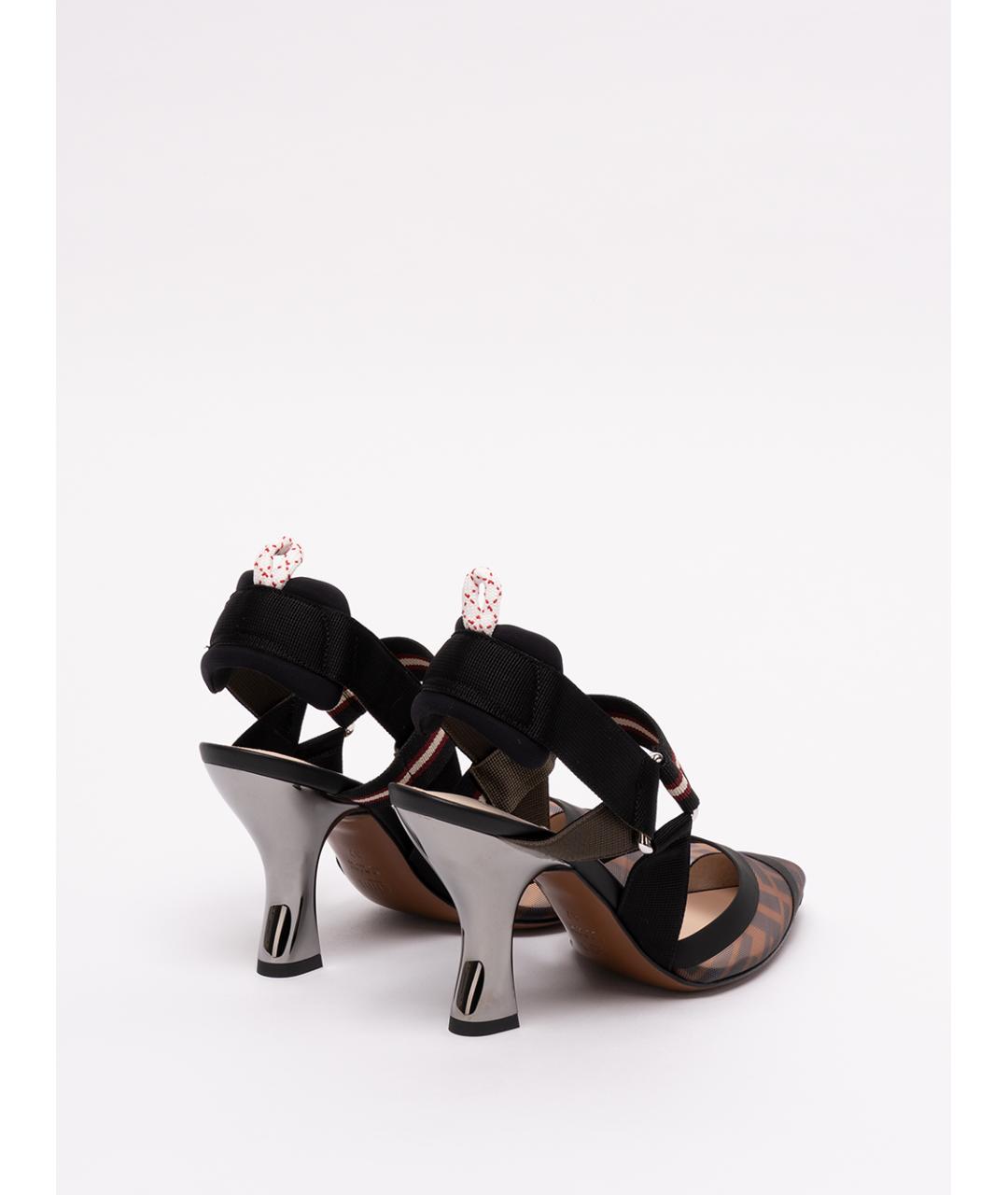 FENDI Коричневые синтетические туфли, фото 3