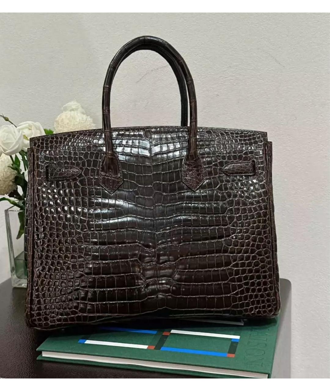 HERMES Черная кожаная сумка тоут, фото 3
