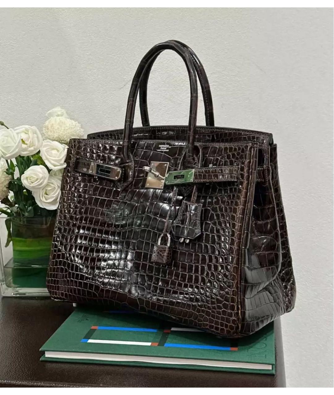 HERMES Черная кожаная сумка тоут, фото 2