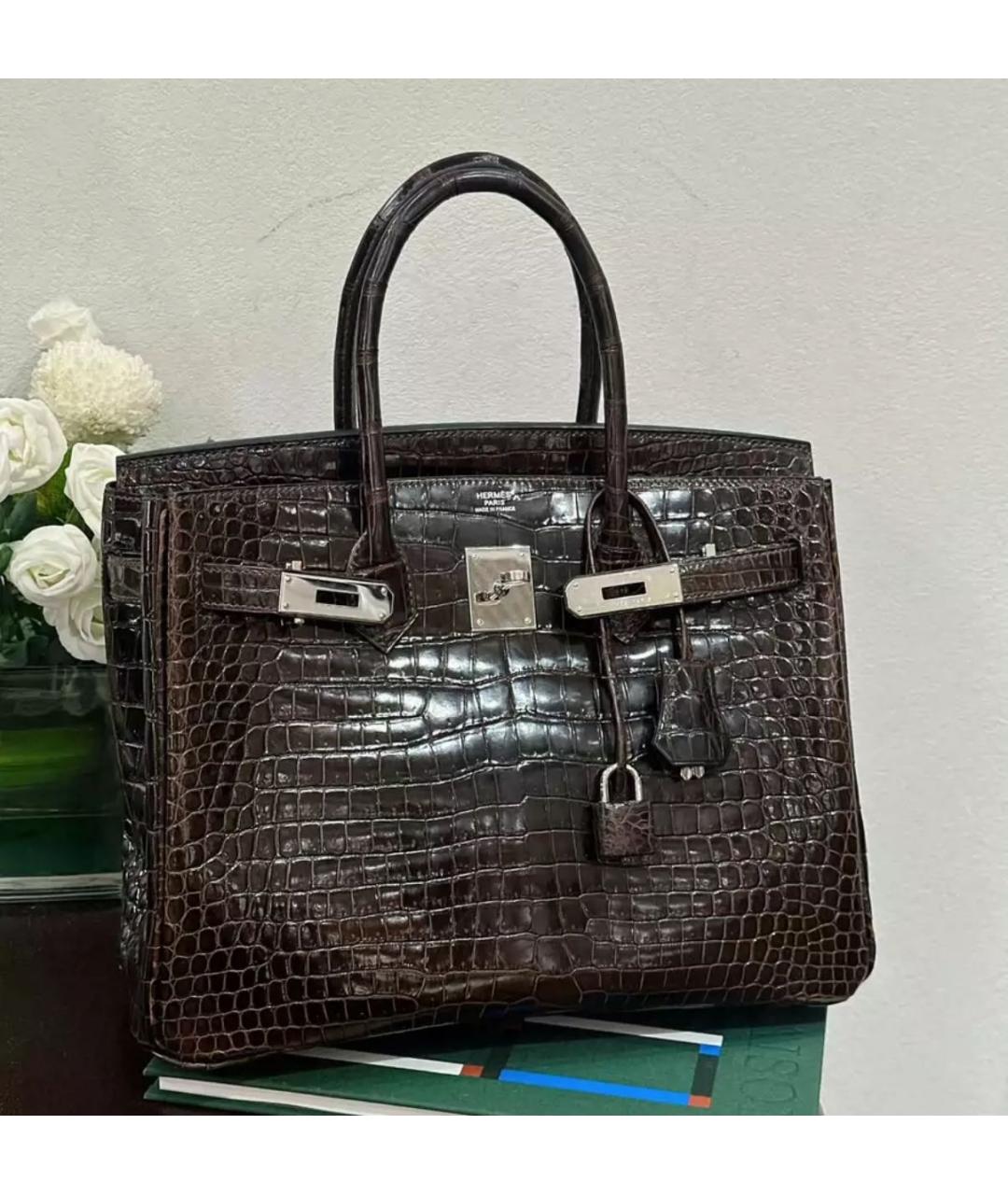 HERMES Черная кожаная сумка тоут, фото 4
