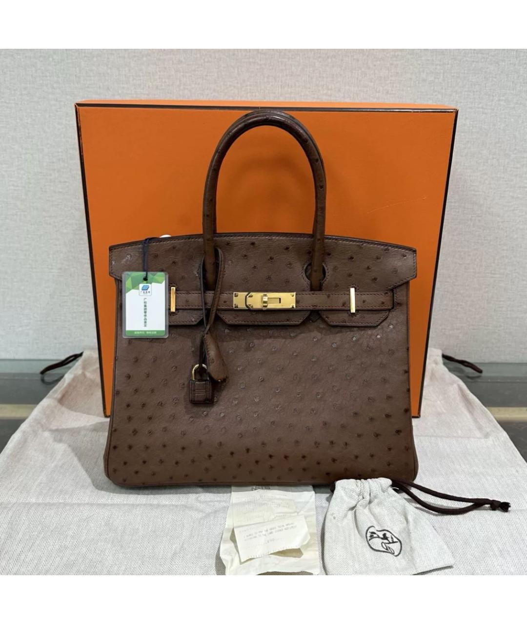 HERMES Коричневая кожаная сумка тоут, фото 7