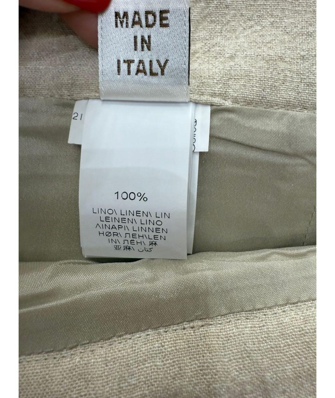 BRUNELLO CUCINELLI Бежевая льняная юбка миди, фото 4