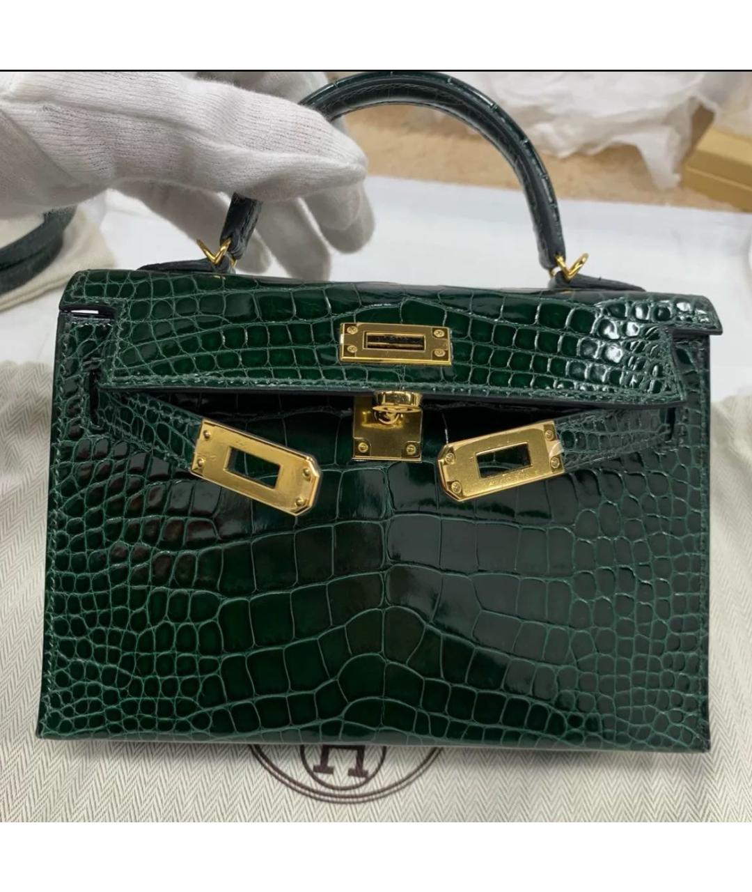 HERMES Зеленая кожаная сумка тоут, фото 4