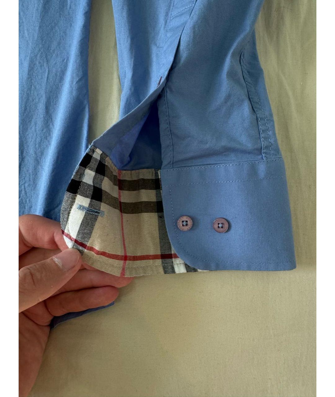 BURBERRY Голубая хлопковая классическая рубашка, фото 3